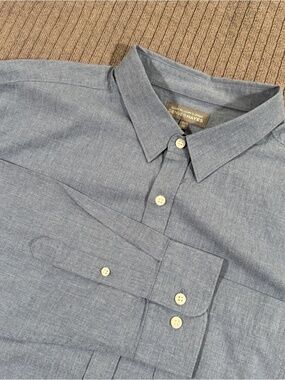 Denver Hayes Men's Chambray Button Down Shirt XL Classic Fit Long Sleeve